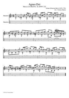 Agnus Dei: For mandolin by Иоганн Себастьян Бах