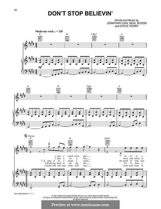 Vocal version: Для голоса и фортепиано (или гитары) by Jonathan Cain, Neal Schon, Steve Perry