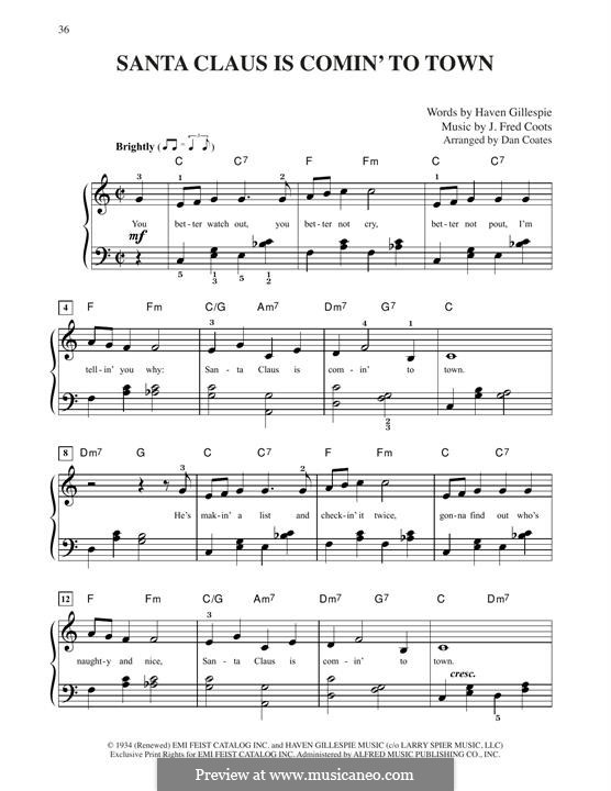 Piano version: Для одного исполнителя by J. Fred Coots