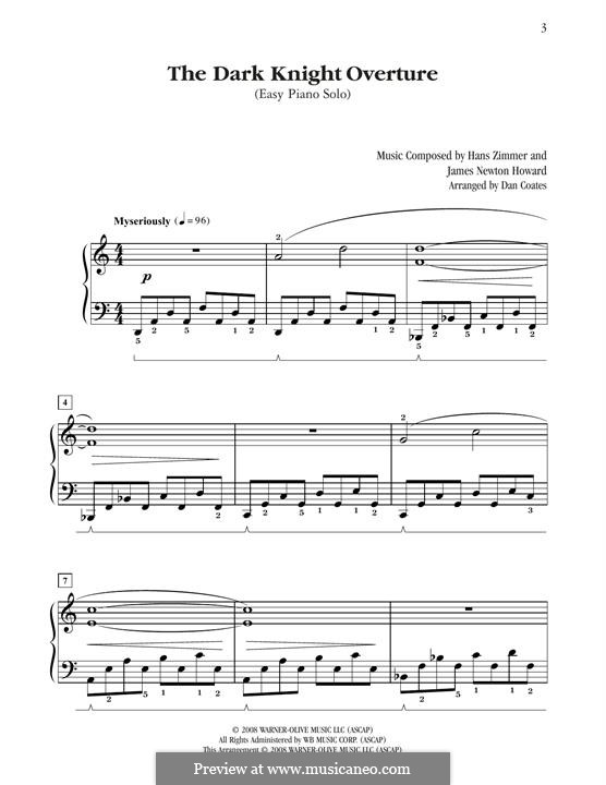 The Dark Knight Overture (from The Dark Knight): Для фортепиано by Hans Zimmer, James Newton Howard