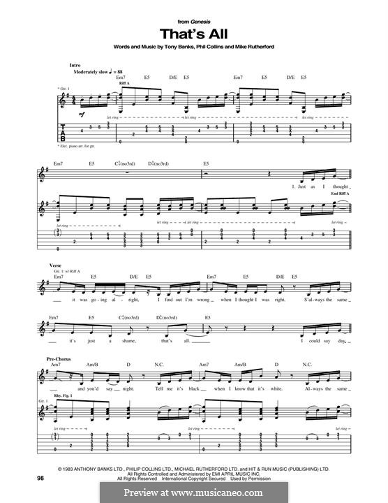 That's All (Genesis): Для гитары by Tony Banks, Mike Rutherford, Phil Collins