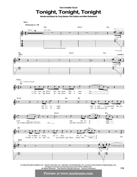 Tonight, Tonight, Tonight (Genesis): Для гитары by Tony Banks, Mike Rutherford, Phil Collins