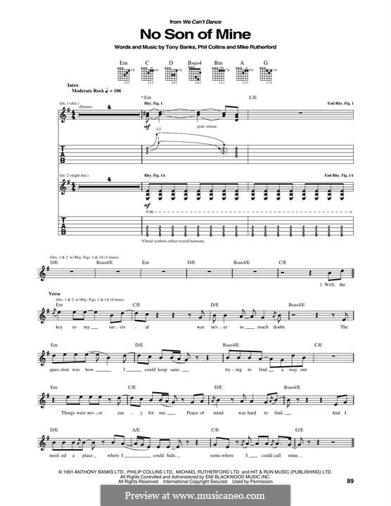 No Son of Mine (Genesis): Для гитары by Tony Banks, Mike Rutherford, Phil Collins