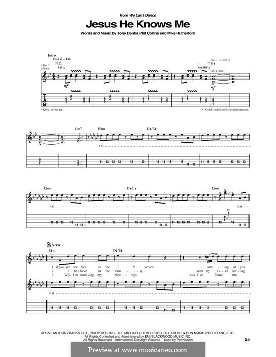 Jesus He Knows Me (Genesis): Для гитары by Tony Banks, Mike Rutherford, Phil Collins