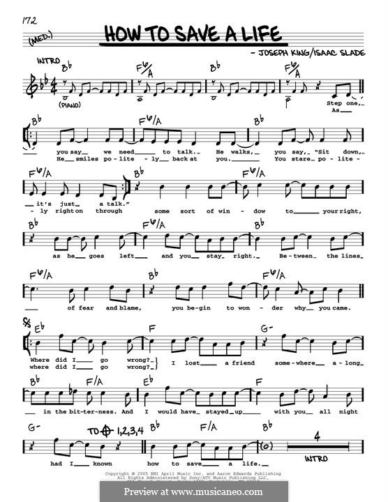 How to Save a Life (The Fray): Мелодия by Isaac Slade, Joseph King