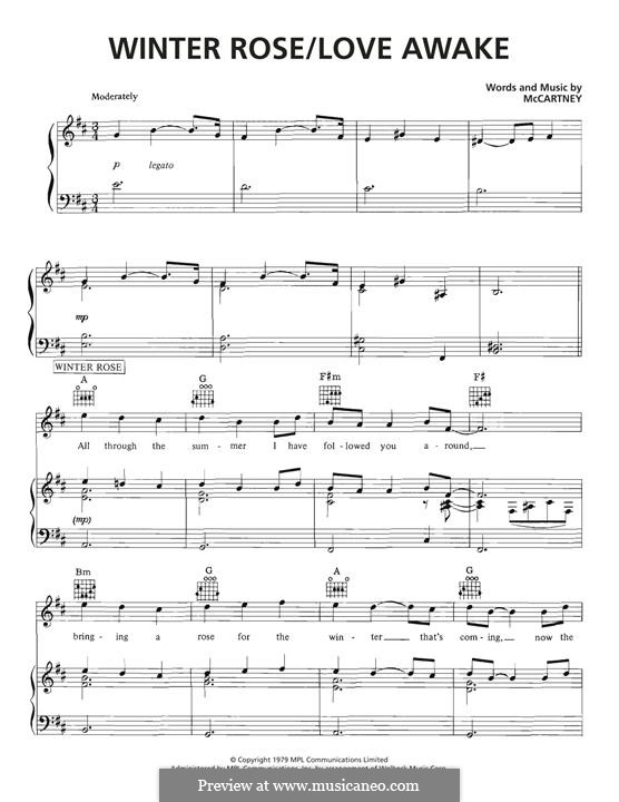 Winter Rose/Love Awake: Для голоса и фортепиано (или гитары) by Paul McCartney