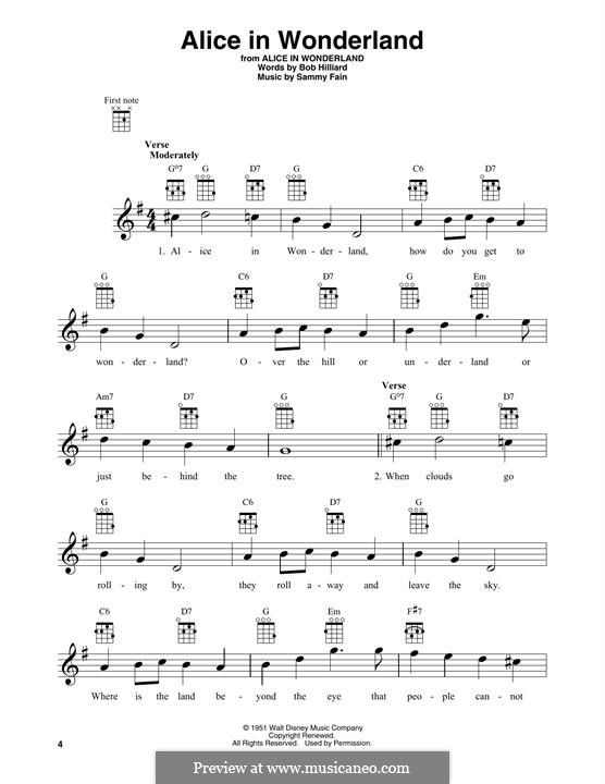 Alice in Wonderland (Bill Evans): Для укулеле by Bob Hilliard, Sammy Fain