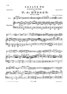 Соната для скрипки и фортепиано No.20 до мажор, K.303: Партитура by Вольфганг Амадей Моцарт