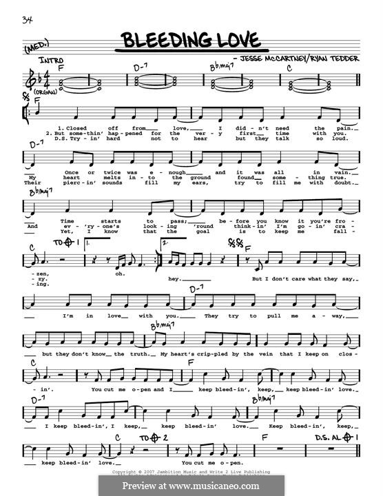 Bleeding Love (Leona Lewis): Мелодия by Jesse McCartney, Ryan B Tedder