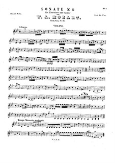 Соната для скрипки и фортепиано No.16 си-бемоль мажор, K.31: Сольная партия by Вольфганг Амадей Моцарт
