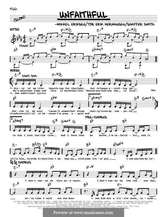 Unfaithful (Rihanna): Мелодия by Mikkel Storleer Eriksen, Ne-Yo, Tor Erik Hermansen