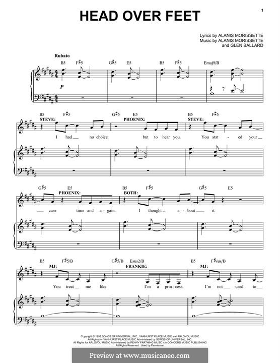 Head Over Feet (from Jagged Little Pill The Musical): Для голоса и фортепиано by Alanis Morissette, Glen Ballard