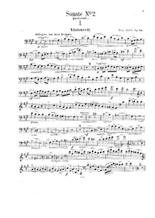 Соната для виолончели и фортепиано No.2 'Пасторальная', Op.84: Сольная партия by Ханс Хубер