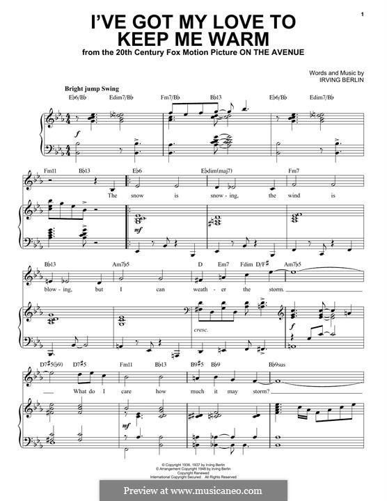 I've Got My Love to Keep Me Warm (Frank Sinatra): For voice and piano (jazz version) by Ирвинг Берлин