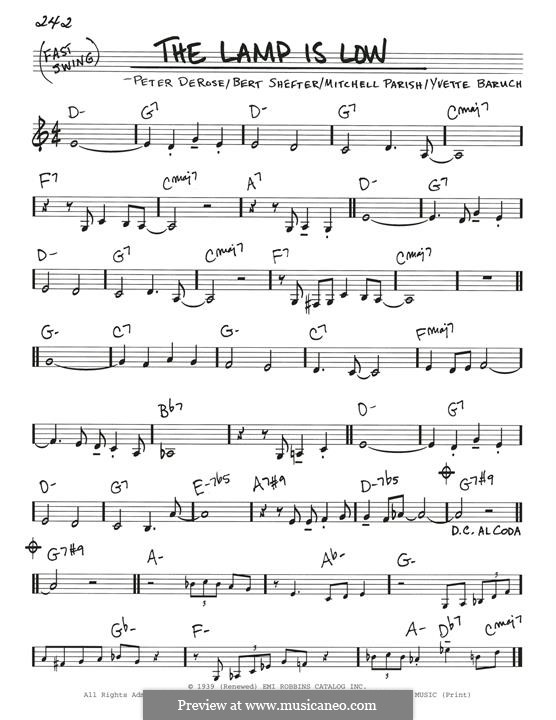 The Lamp Is Low: Мелодия by Peter de Rose