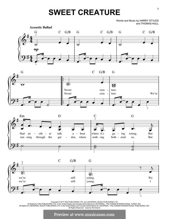 Sweet Creature: Для фортепиано (легкий уровень) by Tom Hull, Harry Styles