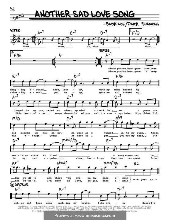 Another Sad Love Song (Toni Braxton): Мелодия by Kenneth 'Babyface' Edmonds