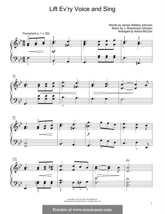 Lift Ev'ry Voice and Sing: Для фортепиано by James Weldon Johnson