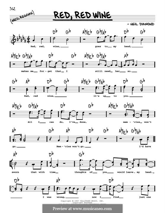 Red, Red Wine (UB40): Мелодия by Neil Diamond