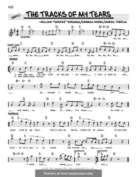 The Tracks of My Tears (The Miracles): Мелодия by Marvin Tarplin, Smokey Robinson, Warren Moore