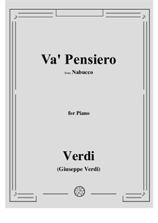Va' Pensiero (Chorus of the Hebrew Slaves): Для фортепиано by Джузеппе Верди