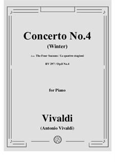 Концерт для скрипки с оркестром No.4 фа минор 'Зима', RV 297: Аранжировка для фортепиано by Антонио Вивальди