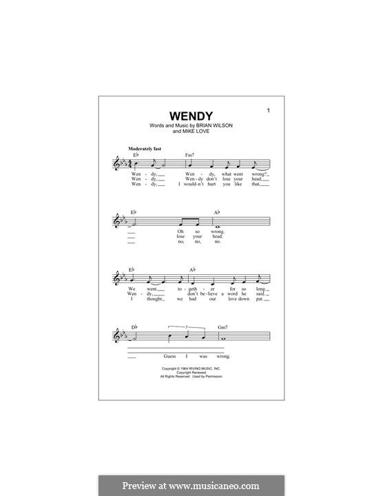 Wendy (The Beach Boys): Для клавишного инструмента by Brian Wilson, Mike Love