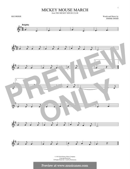 Mickey Mouse March (from The Mickey Mouse Club): Для блокфлейты by Jimmie Dodd