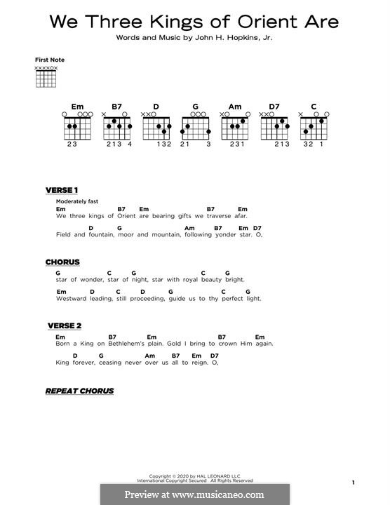 Vocal version: Lyrics and guitar chords by John H. Hopkins Jr.