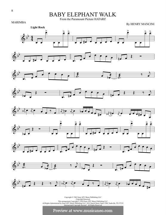 Instrumental version: For marimba by Henry Mancini