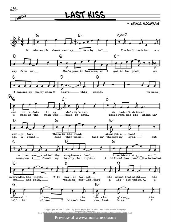 Last Kiss (J. Frank Wilson): Мелодия by Wayne Cochran