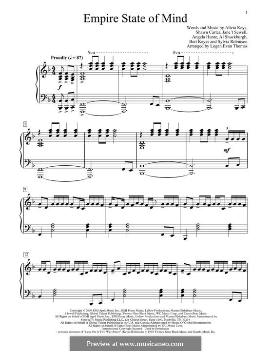 Empire State of Mind: Для фортепиано by Alexander Shuckburgh, Alicia Keys, Angela Hunte, Bert Keyes, Janet Sewell-Ulepic, Jay-Z, Sylvia Robinson