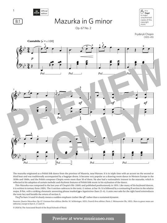 Мазурки, Op. posth.67: No.2 in G Minor by Фредерик Шопен