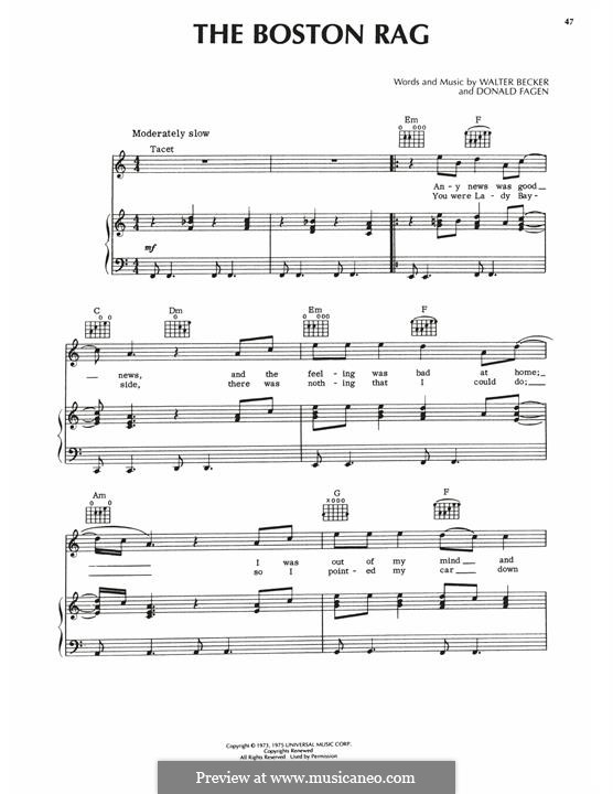The Boston Rag (Steely Dan): Для голоса и фортепиано (или гитары) by Donald Fagen, Walter Becker