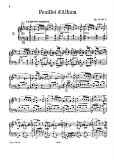 Шесть пьес для фортепиано, TH 133 Op.19: No.3 Листок из альбома, для фисгармонии by Петр Чайковский