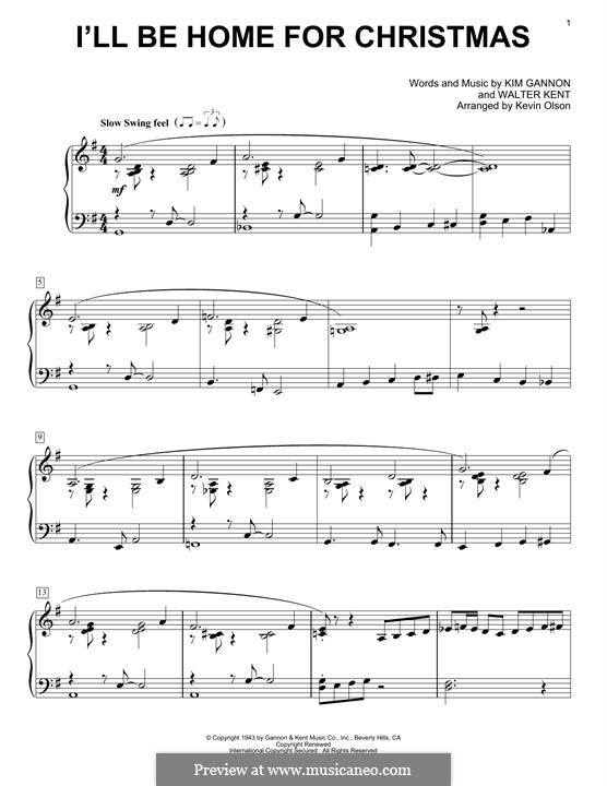 Piano version: Для одного исполнителя by Kim Gannon, Walter Kent