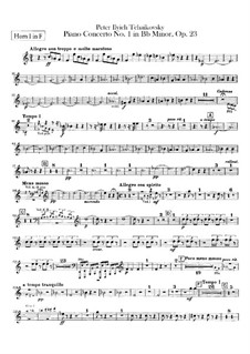Концерт для фортепиано с оркестром No.1 си-бемоль минор, TH 55 Op.23: Партии валторн by Петр Чайковский