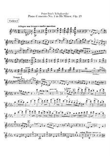 Концерт для фортепиано с оркестром No.1 си-бемоль минор, TH 55 Op.23: Партия первых скрипок by Петр Чайковский
