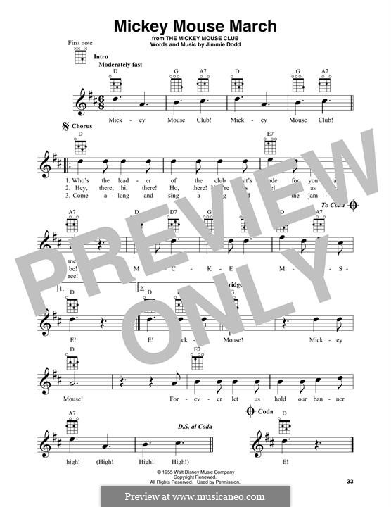 Mickey Mouse March (from The Mickey Mouse Club): Для укулеле by Jimmie Dodd