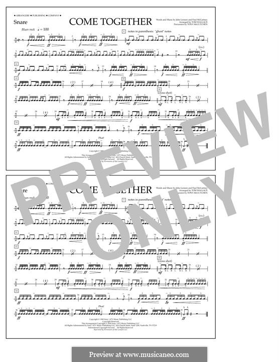 Come Together (The Beatles) Marching Band Version: Snare part by John Lennon, Paul McCartney