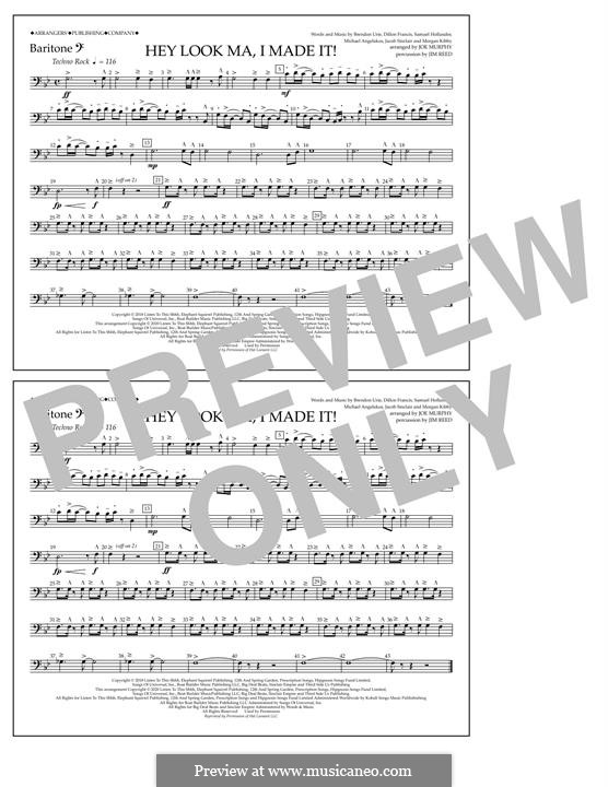 Hey Look Ma, I Made It (Panic! At The Disco): Baritone B.C. part by Brendon Urie, Michael Angelakos, Sam Hollander, Jacob Sinclair, Morgan Kibby, Dillon Francis