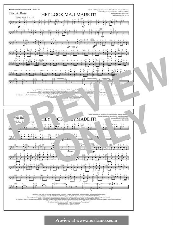 Hey Look Ma, I Made It (Panic! At The Disco): Electric Bass part by Brendon Urie, Michael Angelakos, Sam Hollander, Jacob Sinclair, Morgan Kibby, Dillon Francis