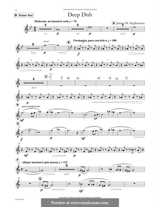 Deep Dish: Bb Tenor Sax part by James M. Stephenson