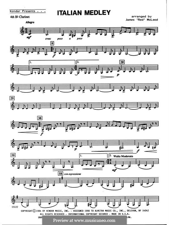 Italian Medley: For clarinets – 4th Bb Clarinet part by Unknown (works before 1850)