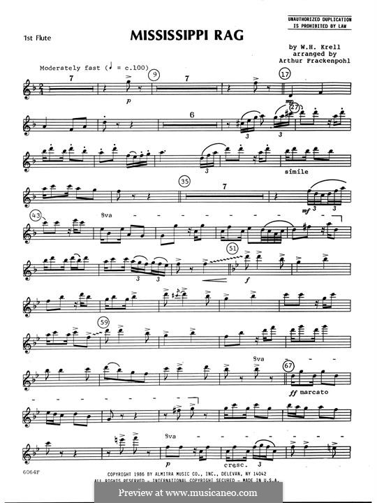 Mississippi Rag: For flutes – 1st Flute part by Уильям Крелл