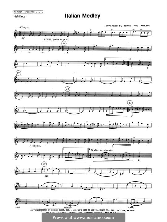 Italian Medley: For flutes – 4th Flute part by Unknown (works before 1850)