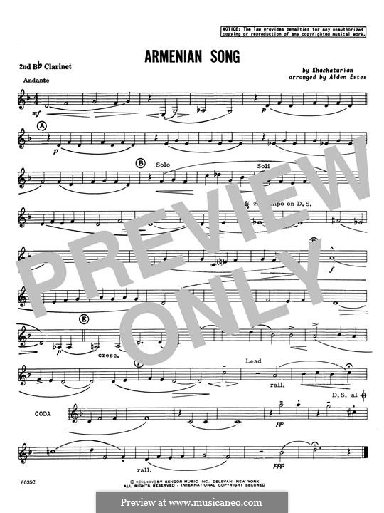 Armenian Song: 2nd Bb Clarinet part by Арам Хачатурян