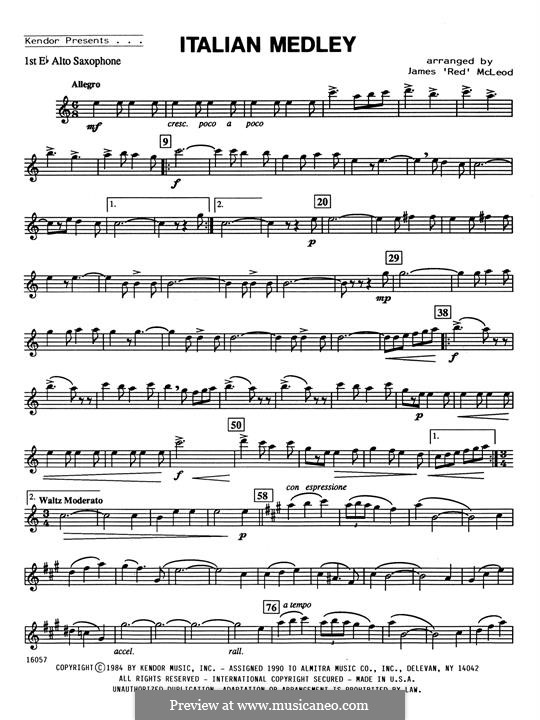 Italian Medley: For saxophones – 1st Eb Alto Saxophone part by Unknown (works before 1850)