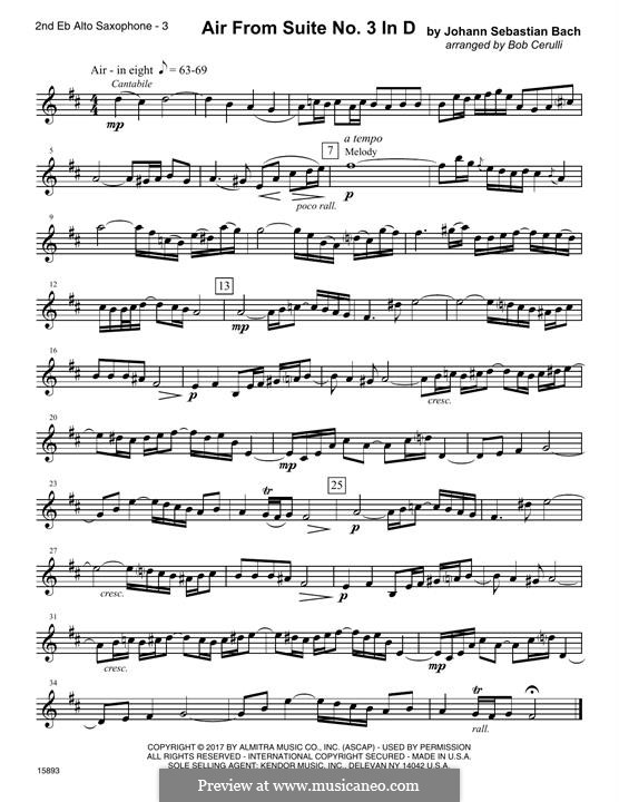 Familiar Classics For Three: 2nd Eb Alto Saxophone part by Иоганн Себастьян Бах
