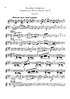 Вариации на тему рококо, TH 57 Op.33: Партия первых скрипок by Петр Чайковский